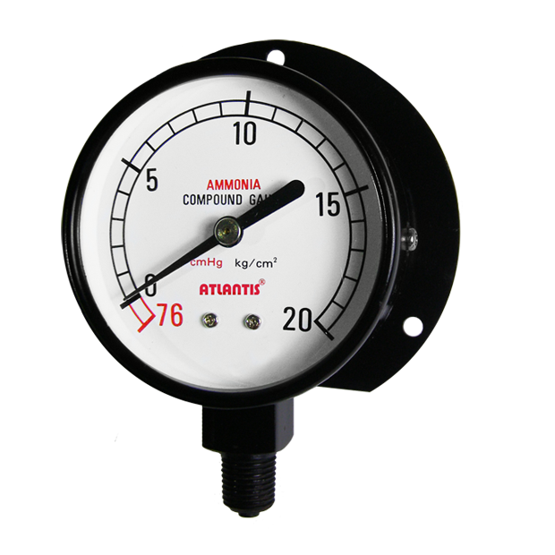Black Steel Case Refrigeration Gauge