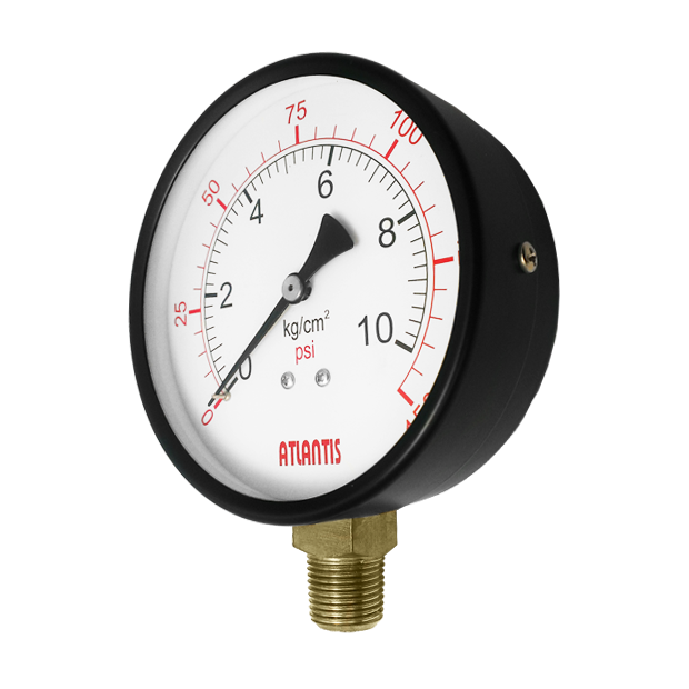 Black Steel Case Pressure Gauge