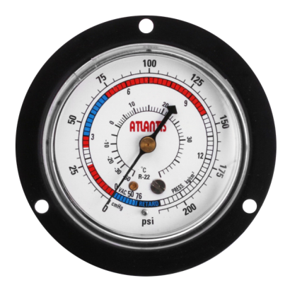 Black Steel Case Refrigeration Gauge