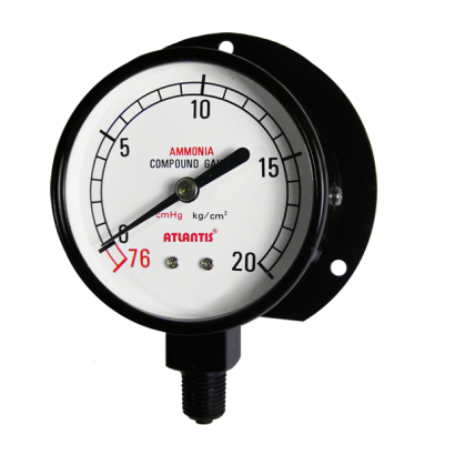 Black Steel Case Refrigeration Gauge