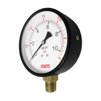 Black Steel Case Pressure Gauge